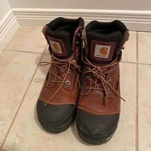 Mens Carhartt Waterproof Rugged Flex Insulated Brown Leather Lace Up Boots 8.5